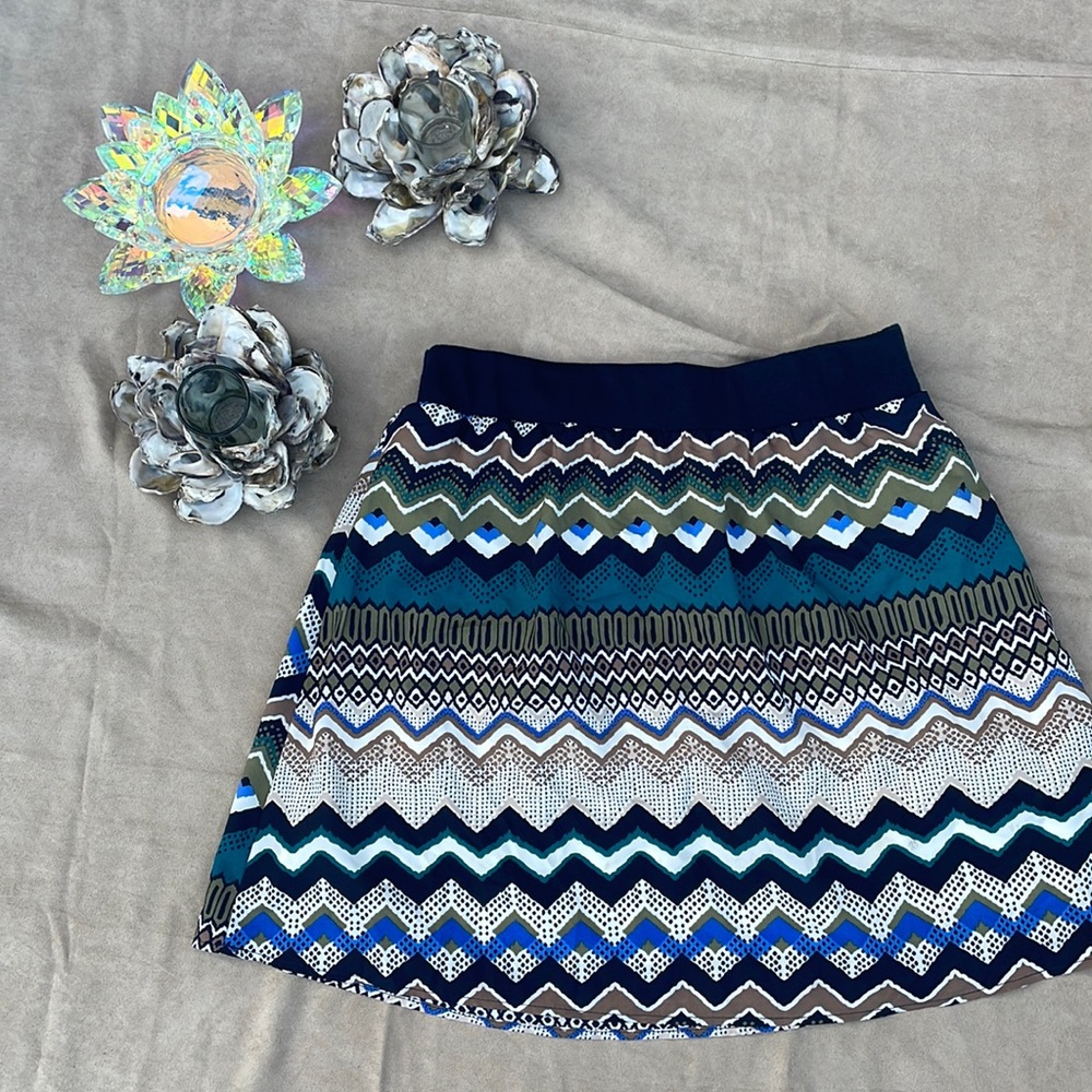 💄Dina Be Multi-colored Elastic Waist Lined Mini Skirt  - M (W28, L 18